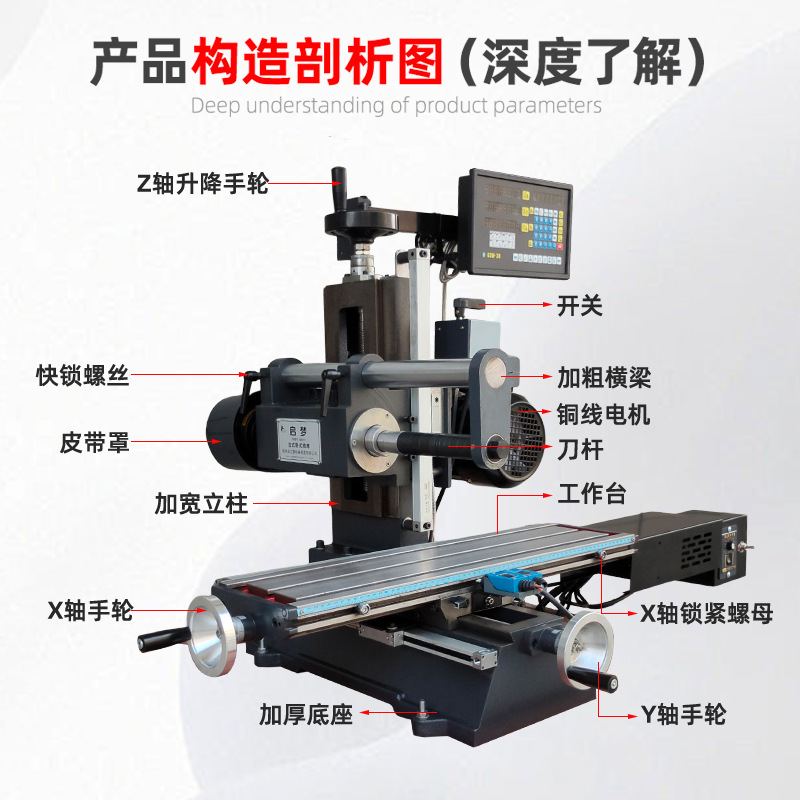 Multiple Qm-Wx8160-A/B Horizontal Small All-In-One Milling Machine Desktop Multi-Function Cnc Drilling and Milling Machine Equipment