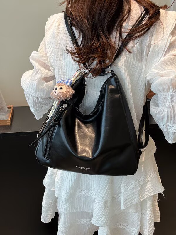 Large-Capacity Bag for Women, New Korean Style Women's Bag, Versatile Casual Soft Leather Shoulder Crossbody Bag, Work Commute Tote Bag