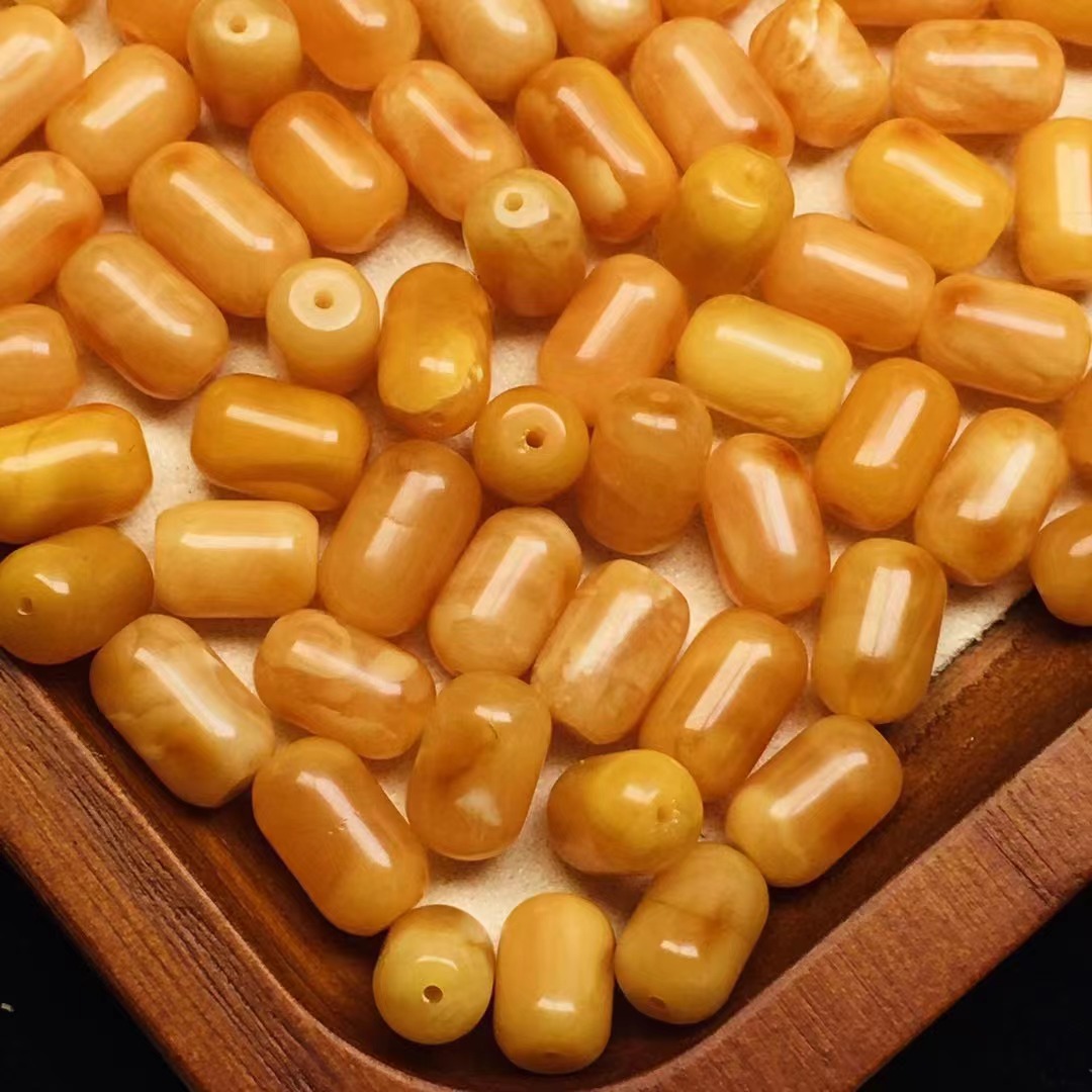 Natural Russian beeswax barrel beads accessories wax rich old beeswax accessories Ketang jewelry origin wholesale
