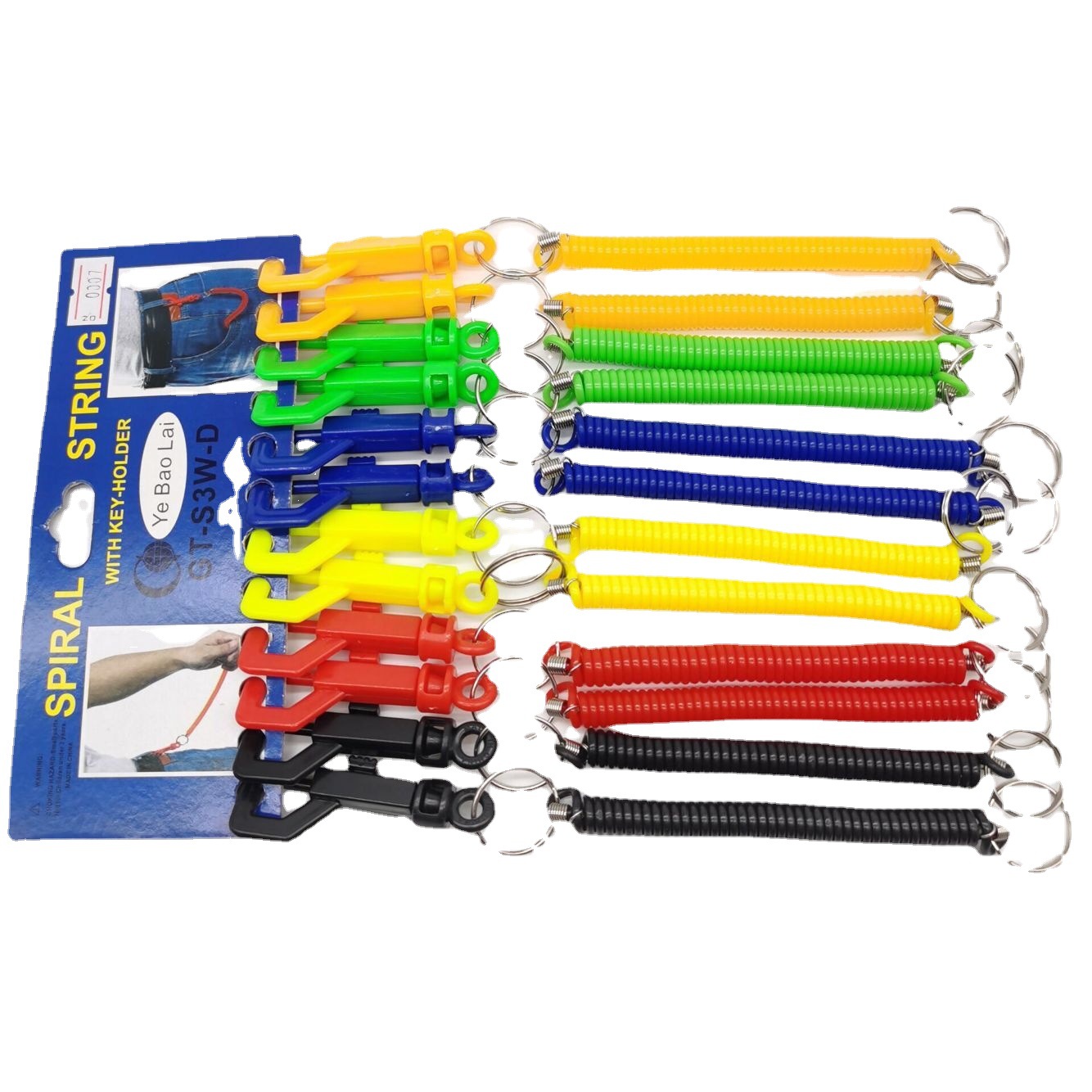 Cross-Border Wholesale In-Stock Sales of Plastic Spring Ropes, Colorful Transparent Spring Ropes, Keychain Hanging Buckles