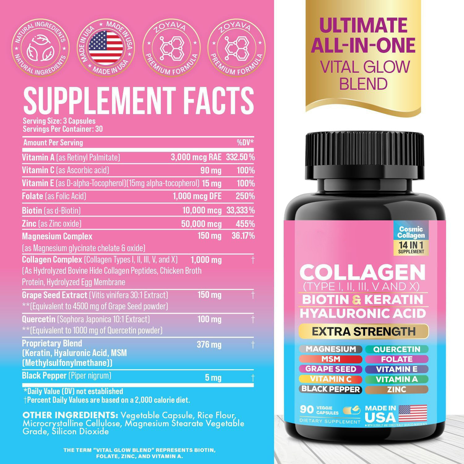 Amazon Foreign Trade Cross-border Collagen BIOTIN & KERATIN Vitamin Collagen Capsules