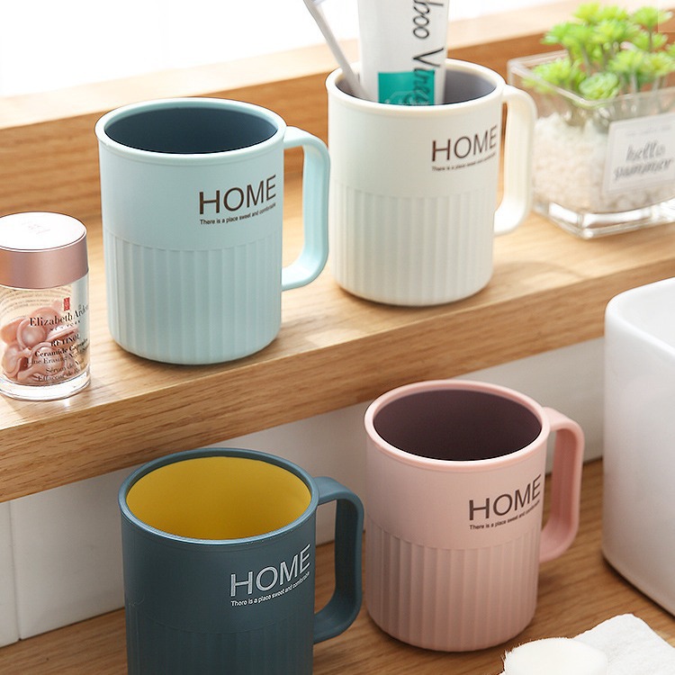 Internet Celebrity Couple Wash Cup Bathroom Multi-Functional Plastic Toothbrush Holder Mouthwash Cup Scandinavian Two-Color Handle Household Toothbrush