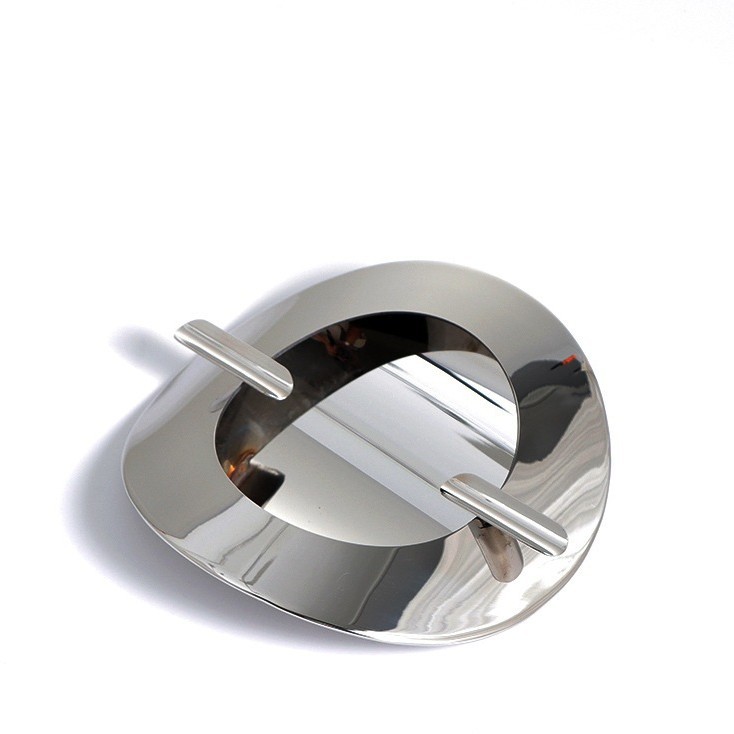 Modern Light Luxury Round Stainless Steel Ashtray Cigar Office Hotel Desktop Decoration Office Ashtray