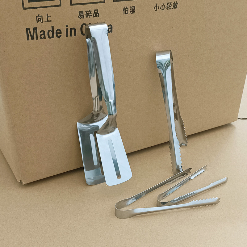 Stainless Steel Ice Tongs, Fish Spatula, Barbecue Steak Tongs, Thickened Toothed Ice Cube Tongs, Ice Pellet Tongs, Kitchen Bar Food Tongs