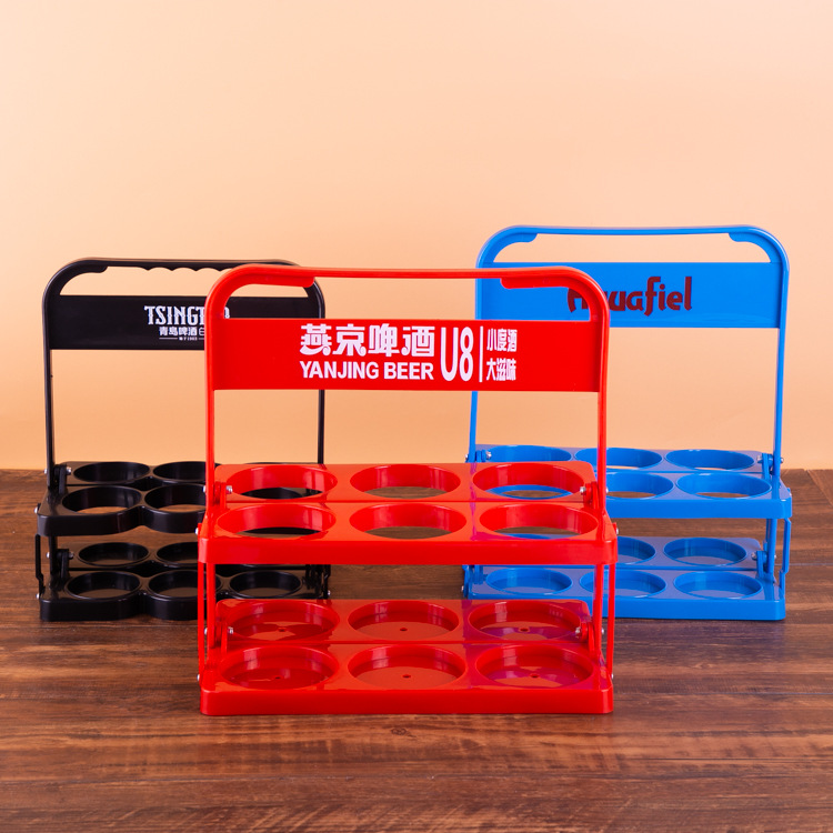 Фабричное предложение рекламной пластиковой корзины для пива, большая корзина для пива на шесть бутылок, с возможностью печати логотипа
