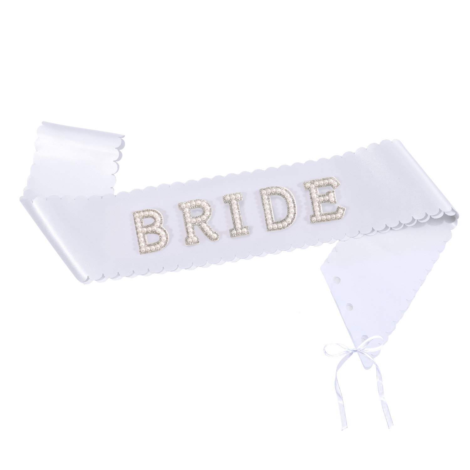 European and American Bride Bachelorette Party Lace Satin Pearl Letter Shoulder Strap Ceremonial Letter Shoulder Strap