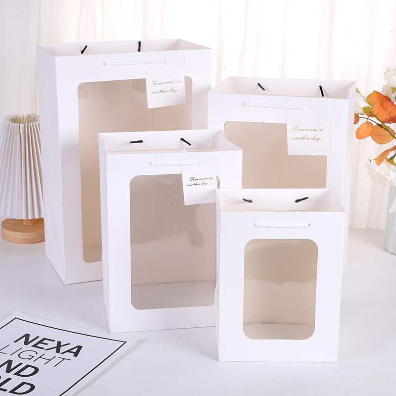 Transparent Gift Bag, Window Gift Bag, Souvenir Bag, Holiday Flower Packaging Bag, Bouquet Handbag, Gift Box