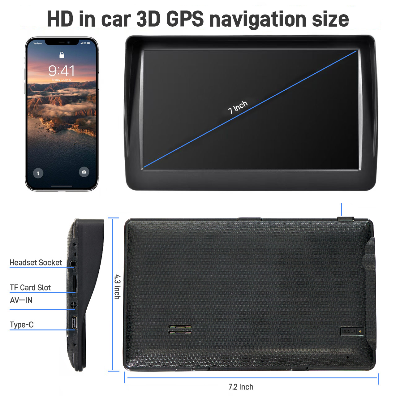 7 inch GPS navigator intelligent planning route speeding alarm cross-border hot export Europe North America Japan