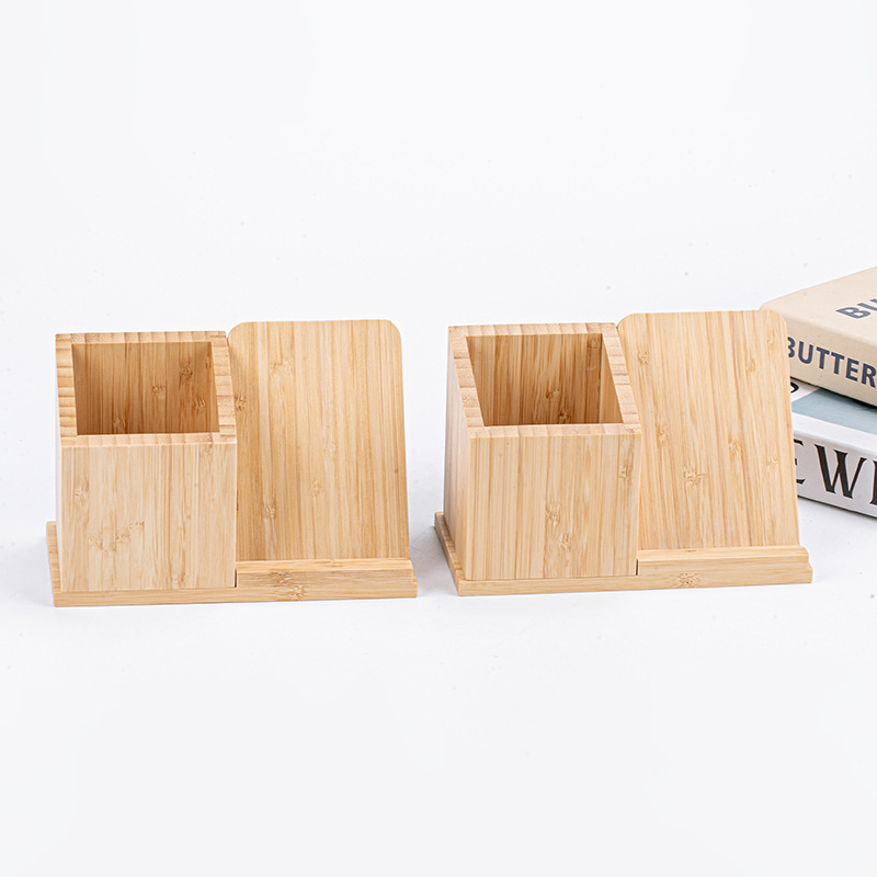 Cross-Border Hot-Selling Gift Customized Bamboo Pen Holder Wireless Charger Desktop Office Business Card Holder Wireless Charger