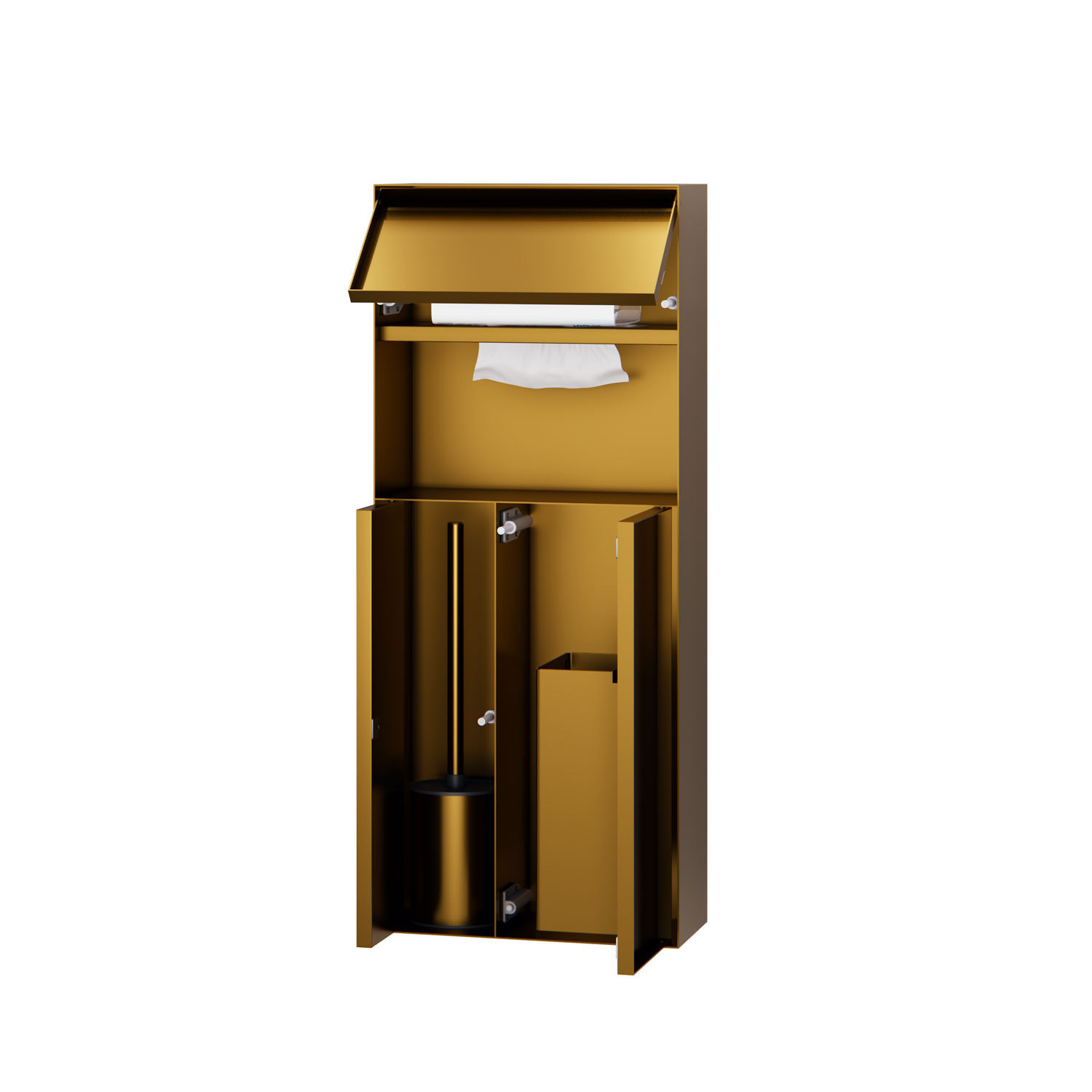 Minimalist Style 304 Stainless Steel Embedded Four-In-One Niche Bathroom Concealed Toilet Brush Hidden Tissue Box