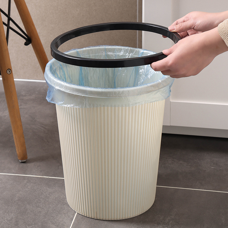 Trash Bin Household Large Living Room Bedroom Kitchen Toilet Bathroom Trash Bin Office with Pressure Ring Small Trash Basket