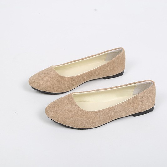 2025 Spring and Autumn New Suede Korean Style Pointed Toe Shoes Women's Candy Color Flat Women's Shoes Large Size Women 40-43 Foreign Trade