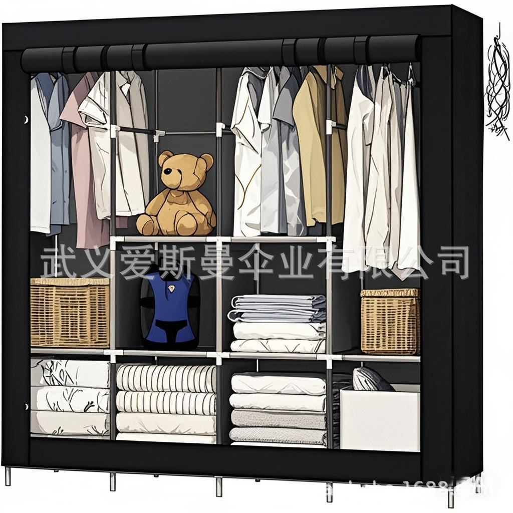 Casual and Fashionable Non-Woven Wardrobe Combination Overall Student Dormitory Single Room Dustproof Storage Hanging Wardrobe Wholesale