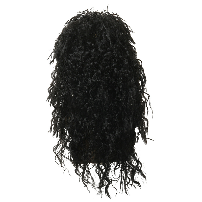 Halloween 80s Vintage COS Dress Up Punk Black Wig Disco European American Men's Rock Curly Hair
