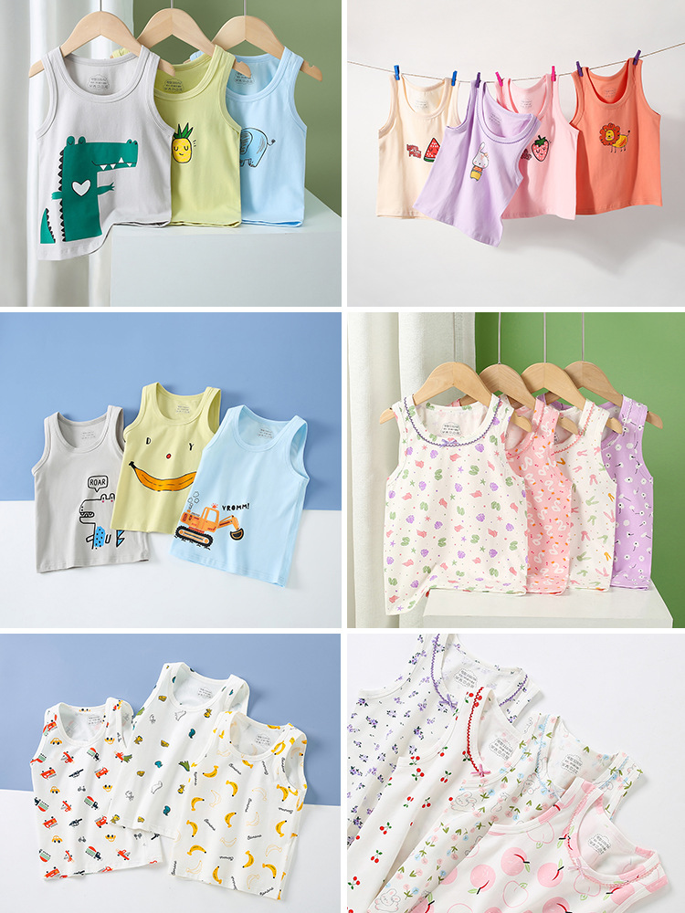 Girls' Vest Pure Cotton Camisole Women's Bottoming Inner Wear Sleeveless Top Baby's Outer Wear Children's Vest Boys' Top