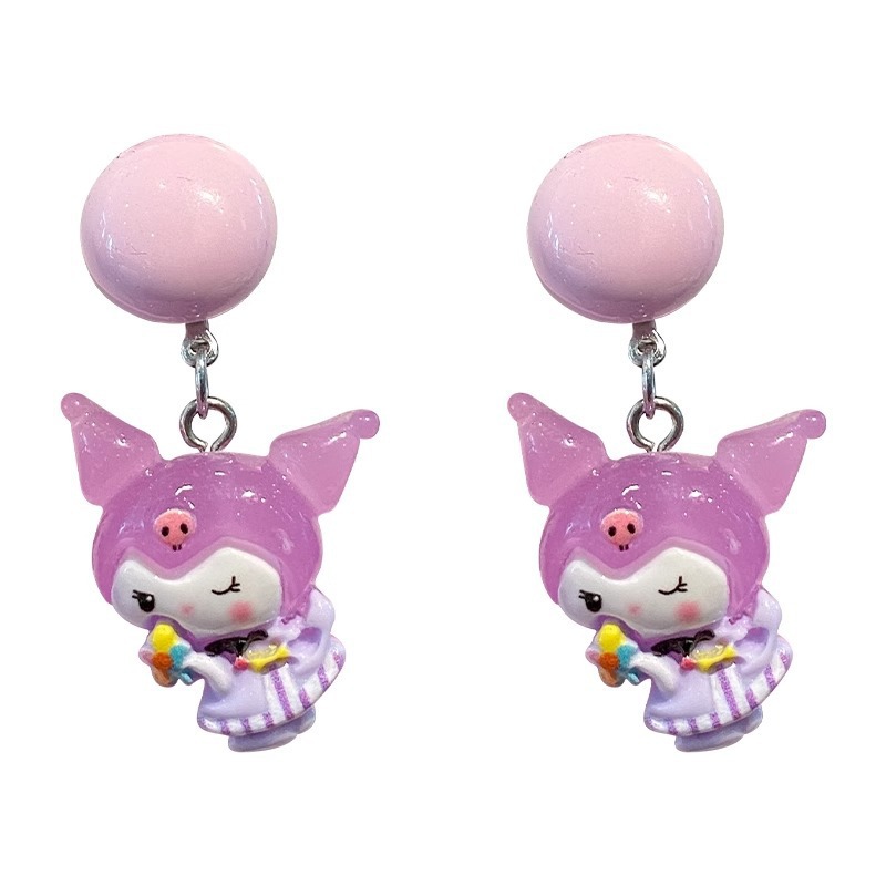 Children's Earrings Kulomi Ear Clip 2024 New Cartoon Sanrio Earrings Little Girl's Earrings Girls' Accessories