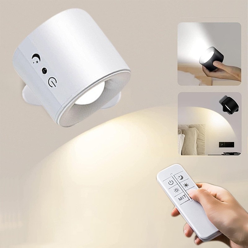 Беспроводная настенная лампа, без проводки и сверления, прикроватная лампа для чтения, освещение, дистанционное управление, USB зарядка, магнитная настенная лампа