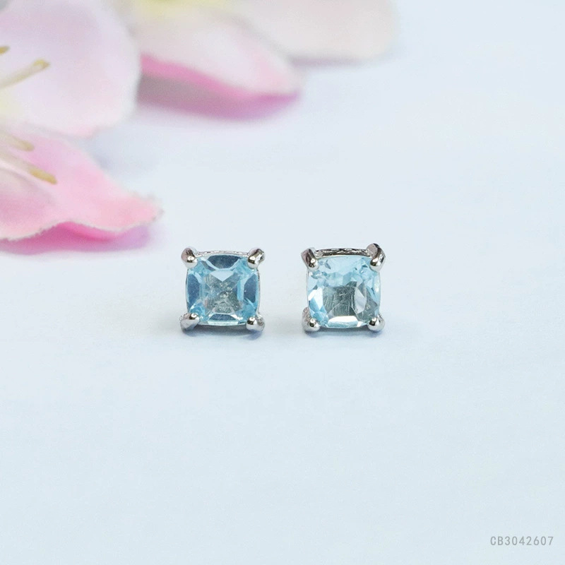 Yuyu S925 серебро, инкрустированные натуральным топазом, швейцарские синие квадратные серьги, оптовая продажа CB3042607