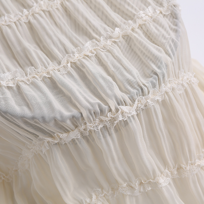 Spring and Summer Striped Stretch Pleated Chiffon Embroidered Fabric Women's dress Hook Embroidered Fabric Wedding Dress Fabric