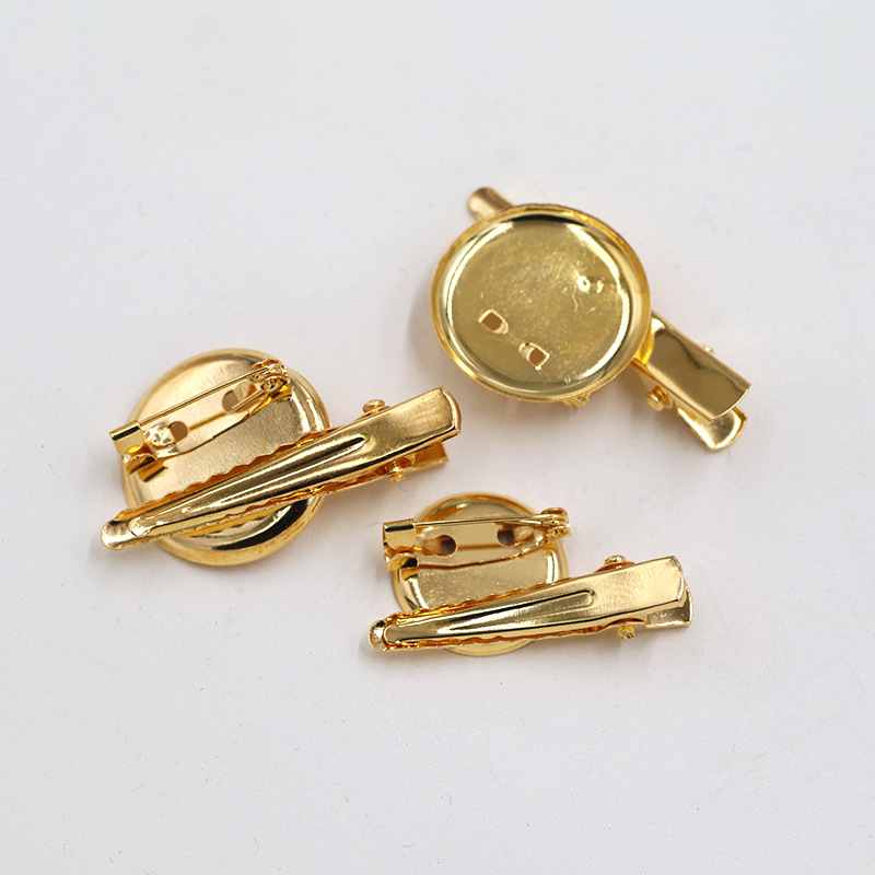 Factory Direct Supply Metal Disc with Duck Clip Dual-Use Round Tray Brooch DIY Jewelry Accessories Duckbill Clip Hairpin