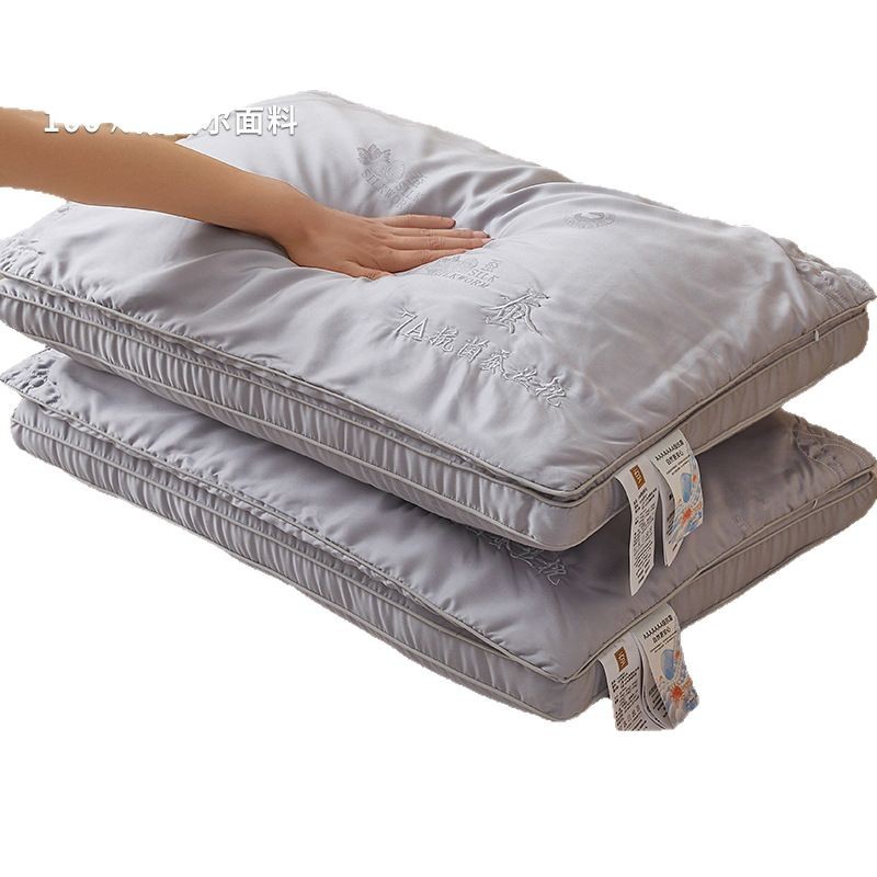 2025 new class a 100 silk embroidered tussah silk soft rebound non collapse three-dimensional multi-layer pillow pillow