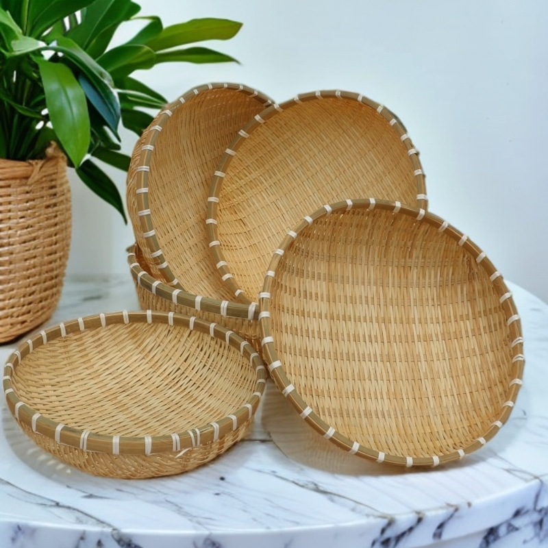 Бамбуковая плетеная совок, корзина для хранения паровых булочек, бамбуковая плетеная корзина для мытья овощей, корзина для слива, корзина для мытья риса, фруктовая корзина, маленькая корзина