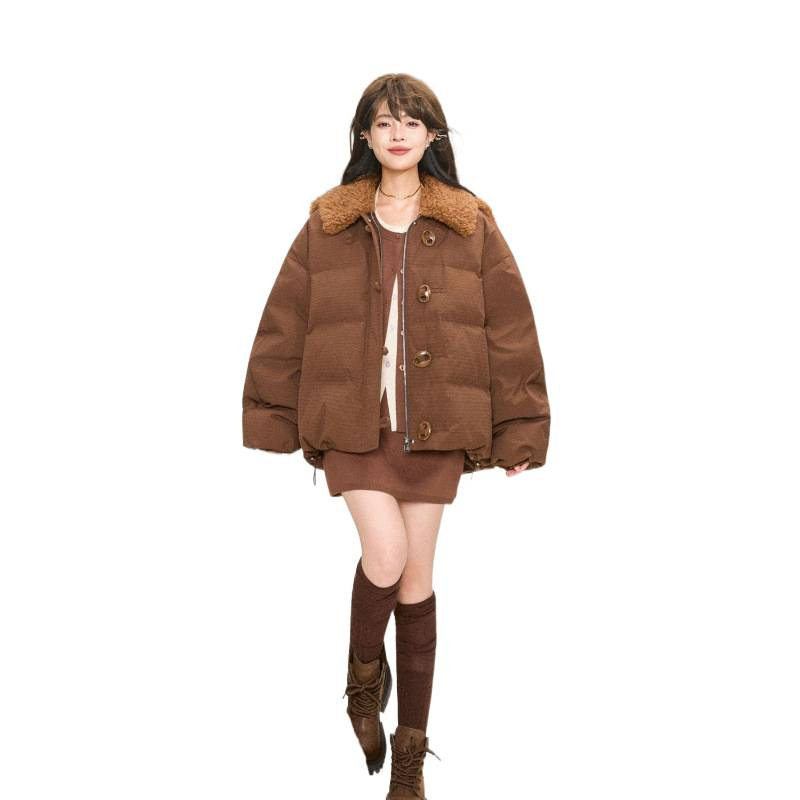 Winter New Short White Duck down Jacket for Women, College Style Thickened Coat, Cute Niche Design with Tag