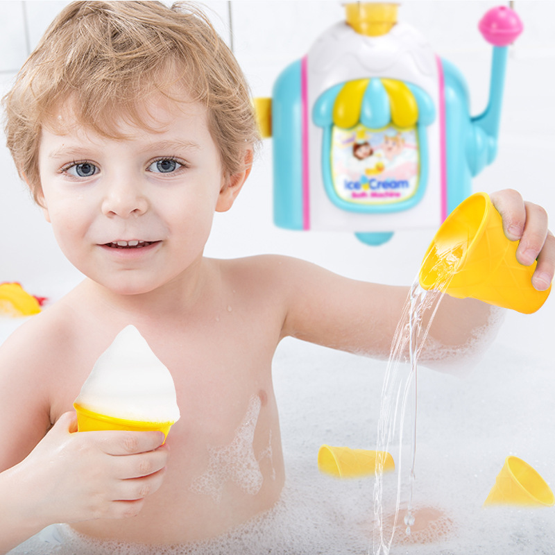 Cross-Border Export Children's Bathroom Bubble Machine Bathing and Playing in the Water Manual Bubble Making Machine Ice Cream Machine Toy