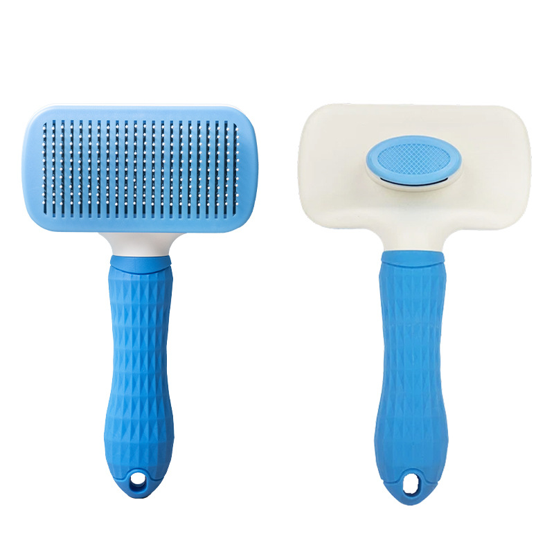 Pet Comb Cleaning Supplies Hair Brush One-Click Hair Removal Dog Comb Stainless Steel Hair Removal Self-Cleaning Hair Removal Comb