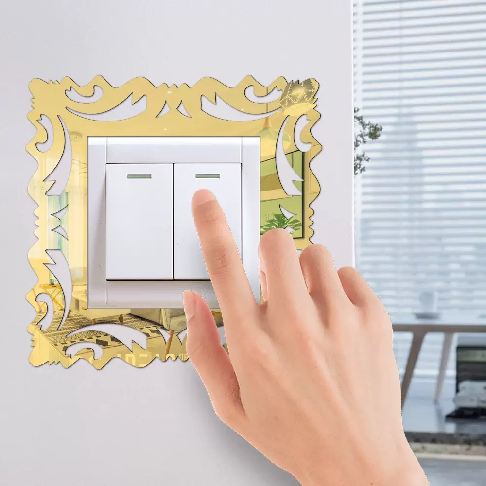 Популярная самоклеящаяся зеркальная наклейка для выключателя из акрила, для гостиной и спальни, персонализированное декоративное оформление