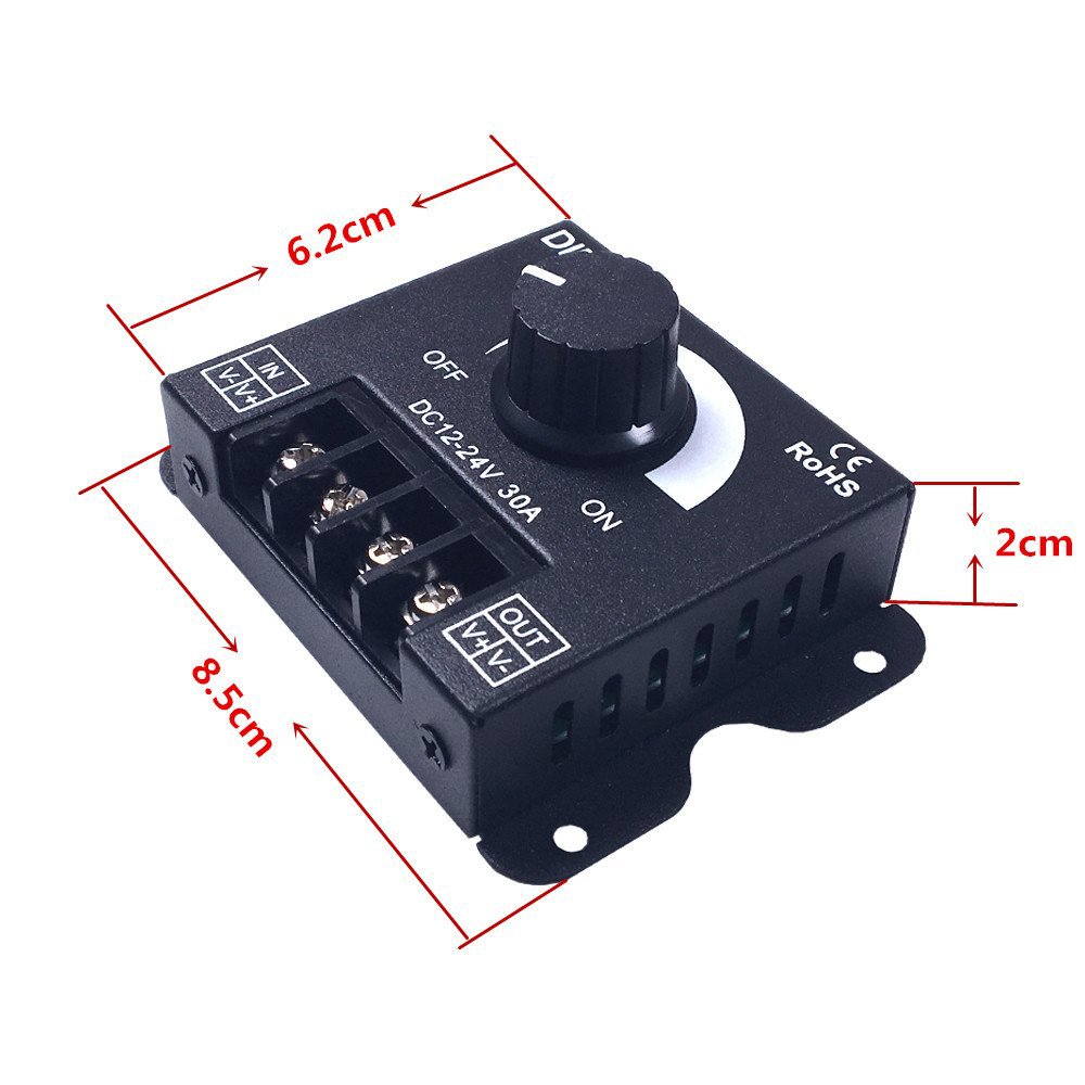 LED strip light with DIMMER brightness regulator DIMMER knob switch 12V/24V30A/No strobe