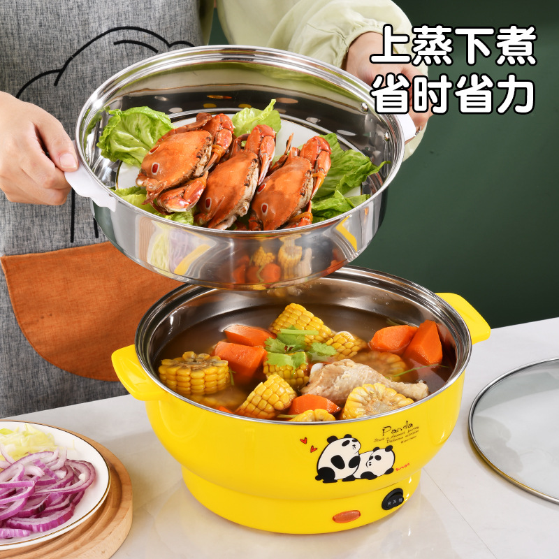 Multifunctional Electric Cooking Pot 32cm Large Capacity Stainless Steel Double-Layer Steamer Small Household Appliances Takeaway Ingredients Supermarket Hot Pot