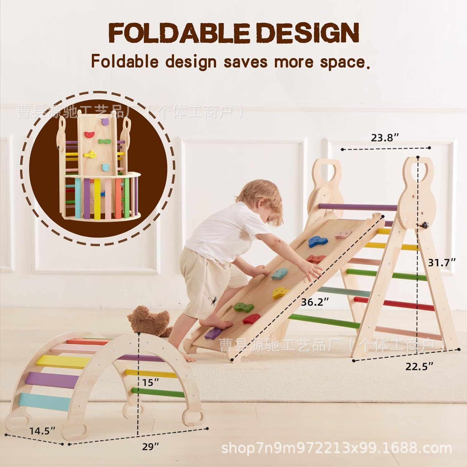 Ready Stock Cross-Border Children's Climbing Frame Triangular Set Baby Indoor Slide Montessori Climbing Frame Toy