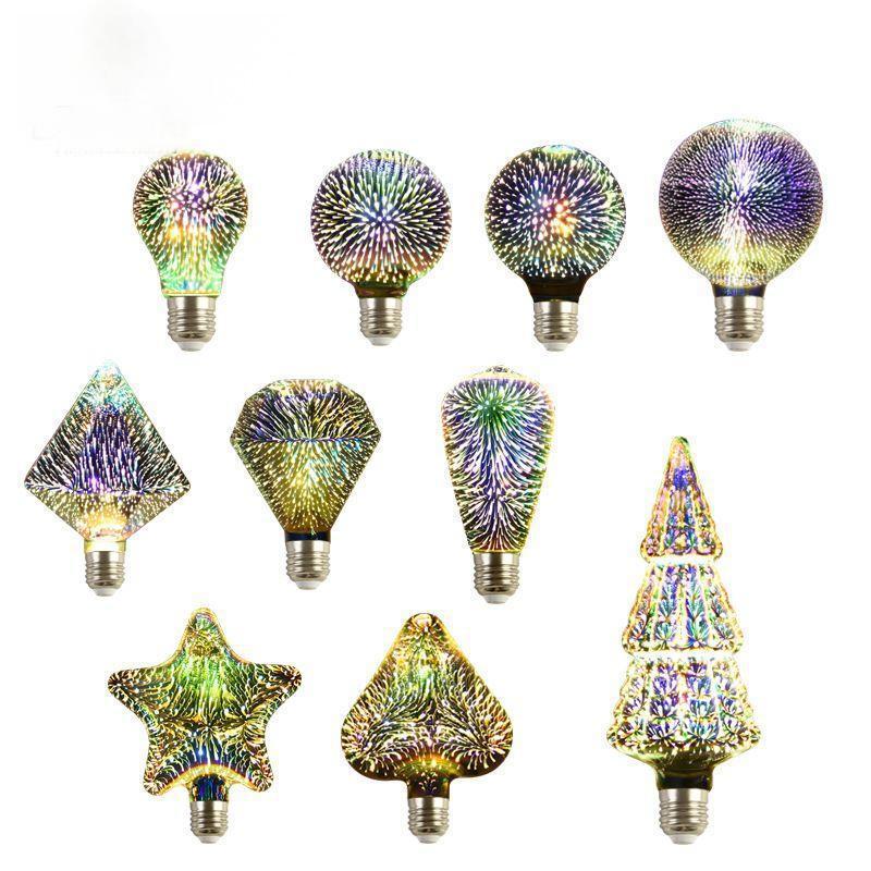 3D Fireworks Light Bulb Edison Led Stereo Colorful Starry Sky Lamp Decoration Personalized Creative Art Colorfulful Atmosphere