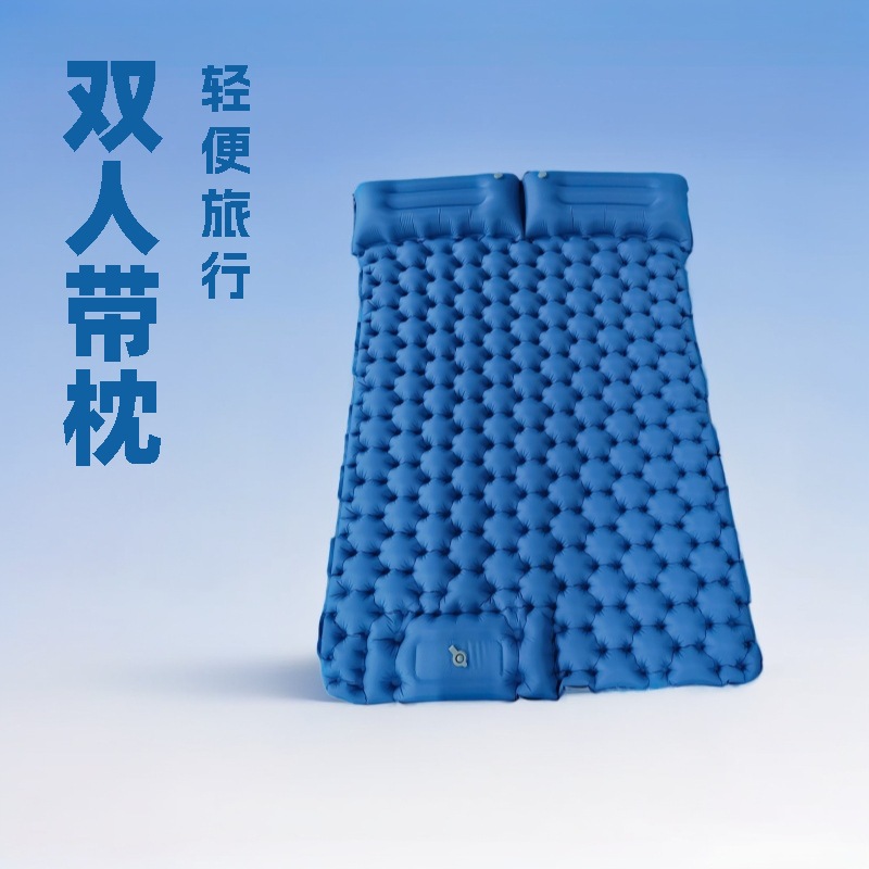 Double Camping Moisture-Proof Outdoor Inflatable Mattress, Lightweight and Portable Travel Car Nap Storage Outdoor Tent Inflatable Bed