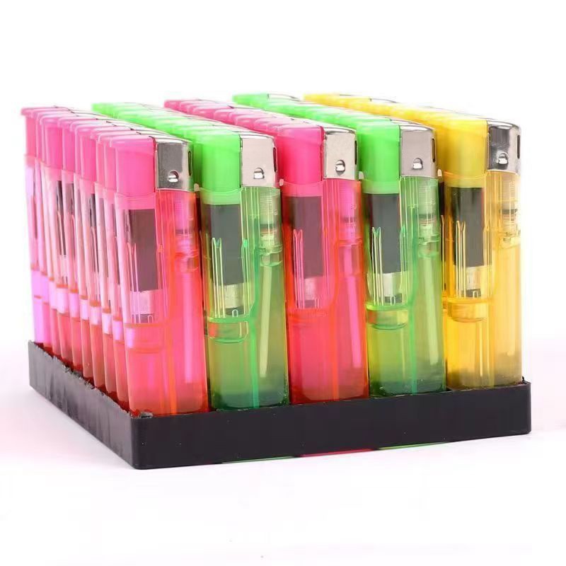 Wholesale plastic electronic open flame lighter disposable lighter 721 transparent ordinary supermarket household manufacturers postage