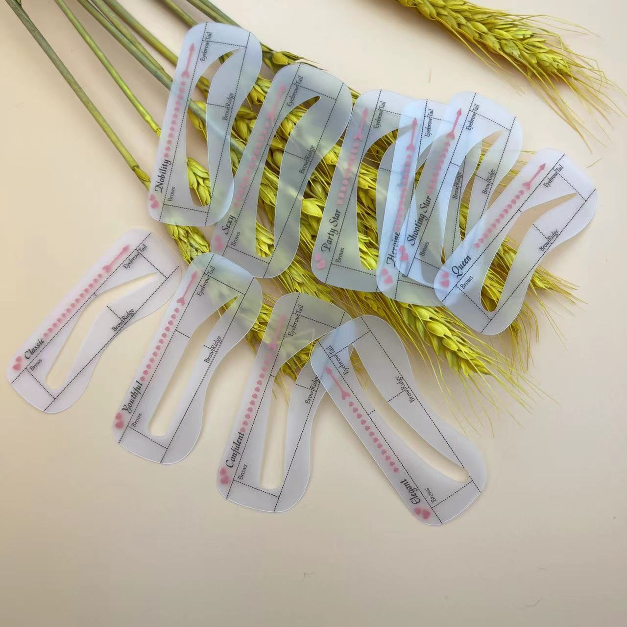 Cross-Border Hot-Selling Factory Direct Sales Soft Eyebrow Card Lazy Eyebrow Card Auxiliary Eyebrow Stickers 10 Styles of Eyebrow Shapes Beauty Tools European and American