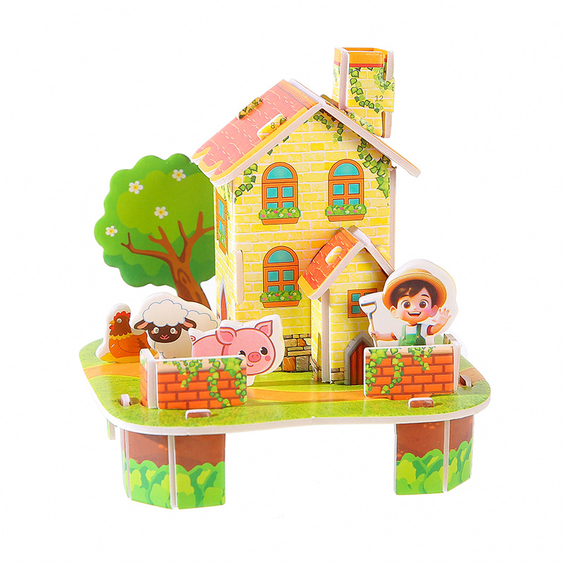 3D Stereo Building House Puzzle DIY Hand-Assembled Cabin Kindergarten Early Education Educational Toys Kidsren's Gifts