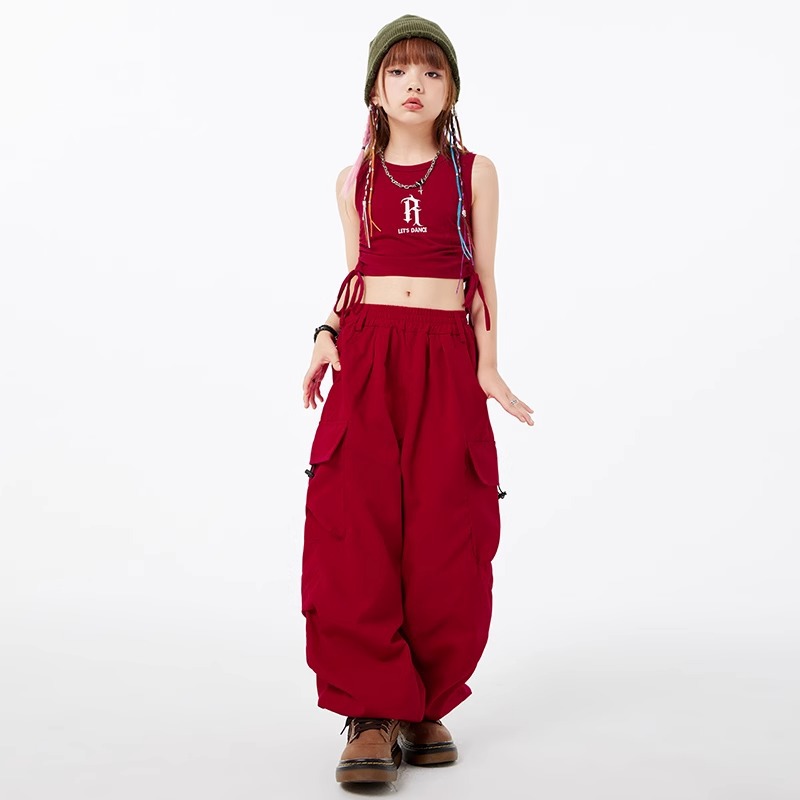 Girls' Jazz Dance Costume Coil Pants Performance Clothes suit Summer Children's Hip-hop Jazz Costume