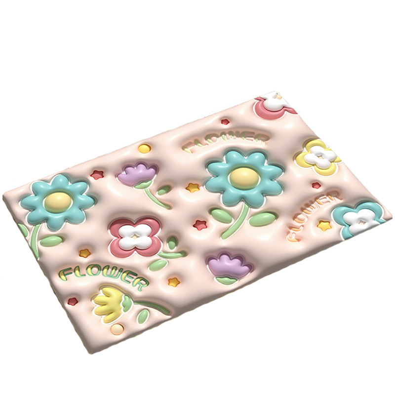 Bathroom Absorbent Floor Mat 3D Expanded Flower Bathroom Entrance Non-Slip Quick-Drying Foot Mat Household Imitation Diatom Mud Soft Mat