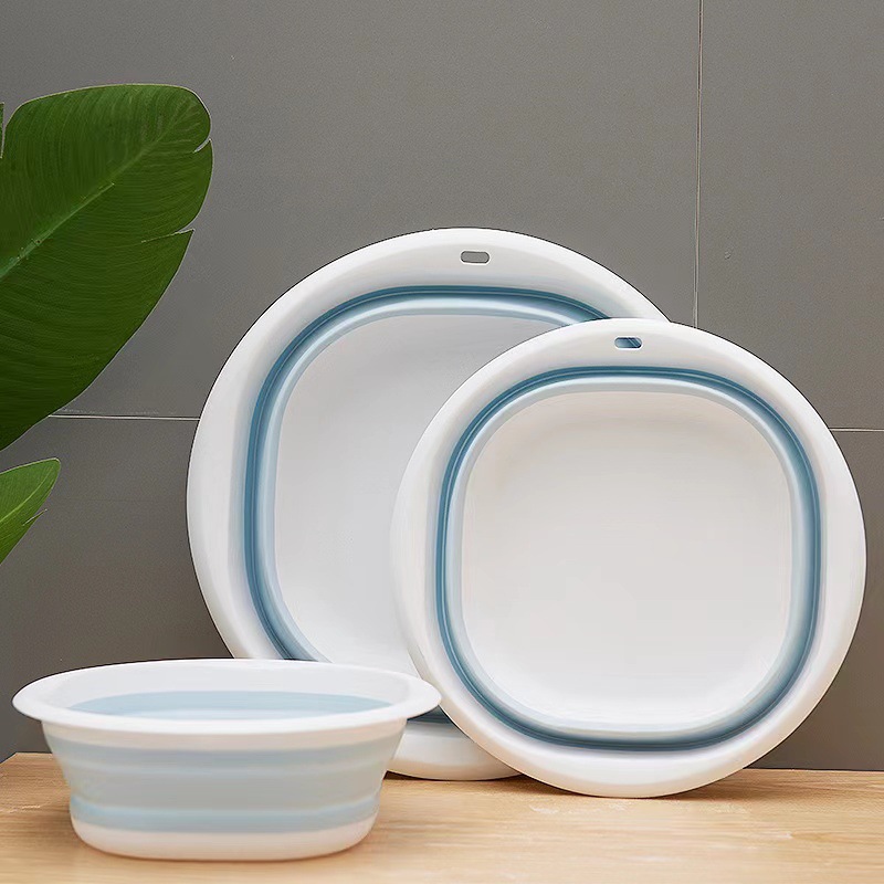 Portable Silicone Foldable Washbasin Vegetable Washing Basin Student Dormitory Plastic Foot Washing Basin Multi-purpose Basin