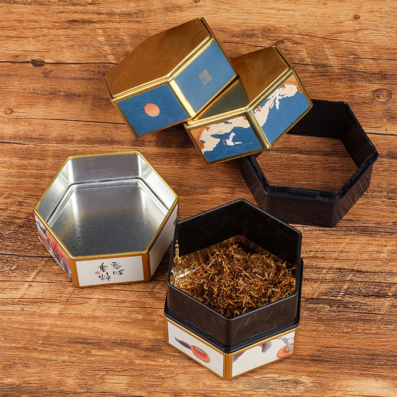 50g Chinese-Style Tobacco Tin Canister Sealed Tobacco Box Moisture Storage Container Storage Box Office Men's Accessories