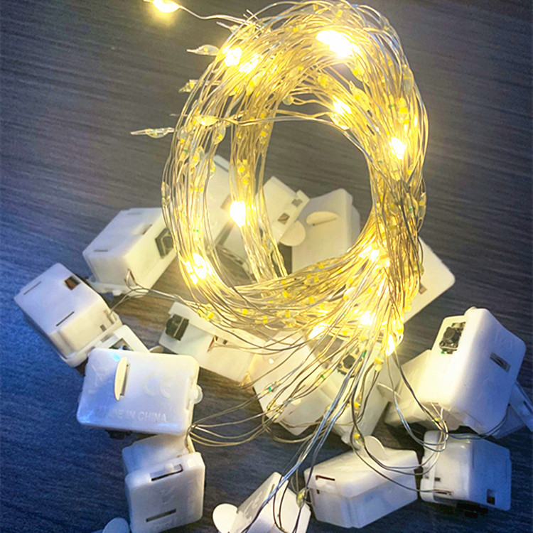 Led Small White Box Light String Three-Speed Adjustment Christmas Bouquet Decorative Light String Atmosphere Copper Wire Lantern Battery Box Light String