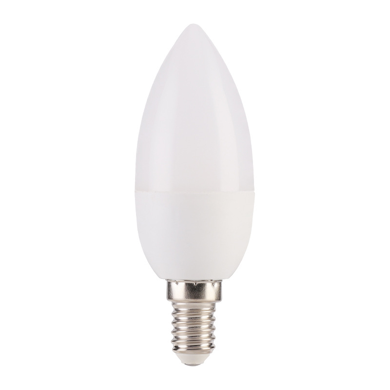 Led Energy-Saving Candle Bulb E14 Small Screw Mouth E27 Tip Bulb C37 Household Lighting Super Bright Eye Protection Warm White Warm Light Source