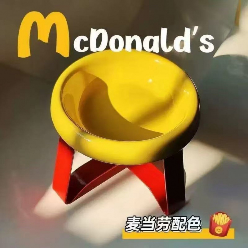 Cross-Border Popular Cat Flying Saucer Neck Protector Canned Iron Frame High-Looking Pet Ceramic Cat Bowl Holder Food Bowl Storage