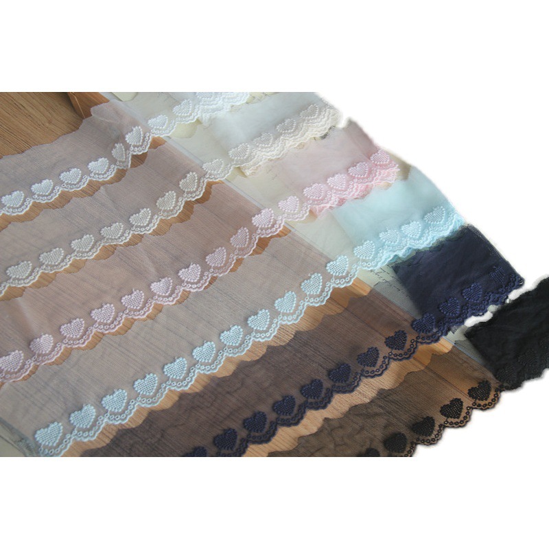 Wholesale in stock handmade DIY accessories Japanese cotton mesh cotton thread heart-shaped mesh embroidery lace width 6cm