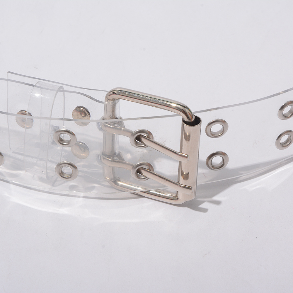 New Transparent Color Punk Style Double Row Air Eye Belt Women's Ultra-wide Slimming Jeans Short Skirt Belt