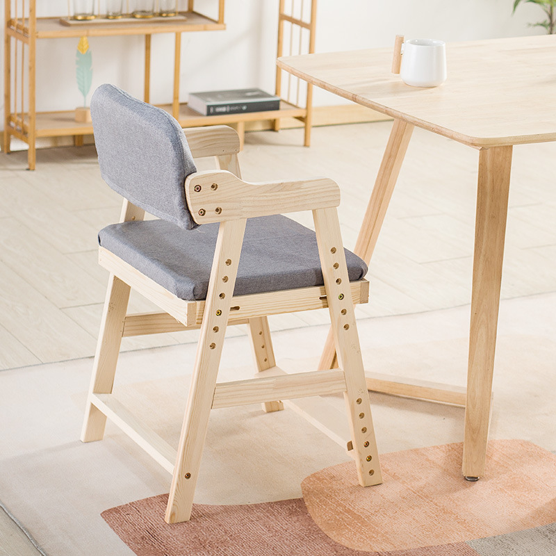 Children's Learning Chair Made of Solid Wood with Adjustable Backrest, Student Posture Correction Desk Chair, Dining Chair, Spine Protection