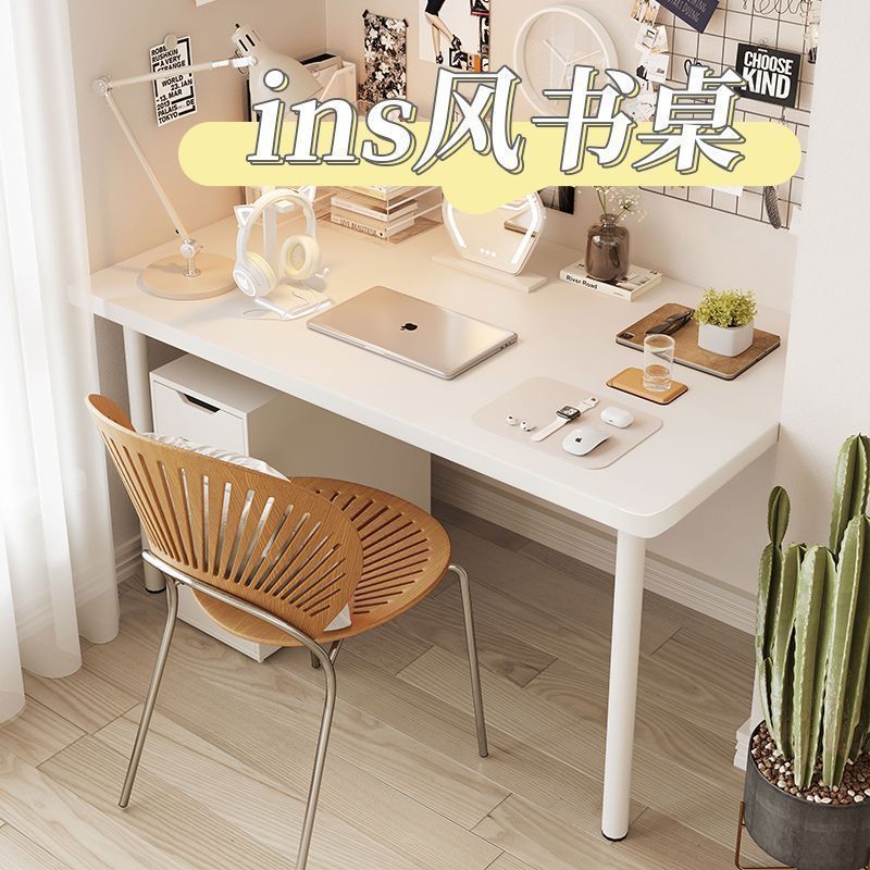 Computer Desk Rental House Study Small White Desk Anti-Collision Rounded Corner Home Study Desk Ins Style Writing Desk Rectangular Table
