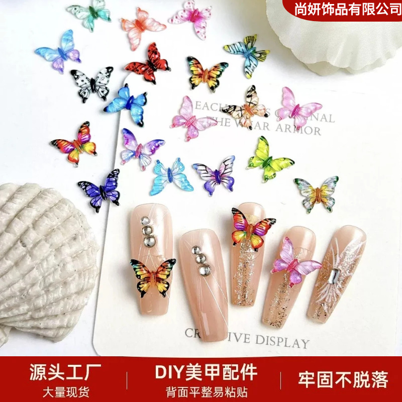 Популярные цветные смешанные бабочки для ногтей, DIY ювелирные изделия, заколки для волос, оптовая продажа
